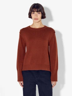 PARFOIS Lange Halsketten>Strickpullover Mit Wolle Ziegelrot