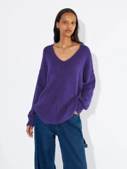 PARFOIS Lange Halsketten>Strickpullover Mit Wolle Violett