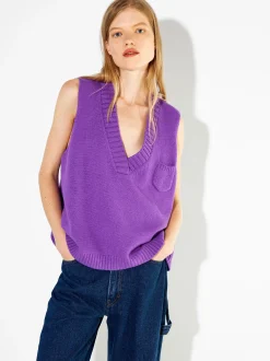 PARFOIS Röcke und Shorts>Strickweste Mit V-Ausschnitt Violett