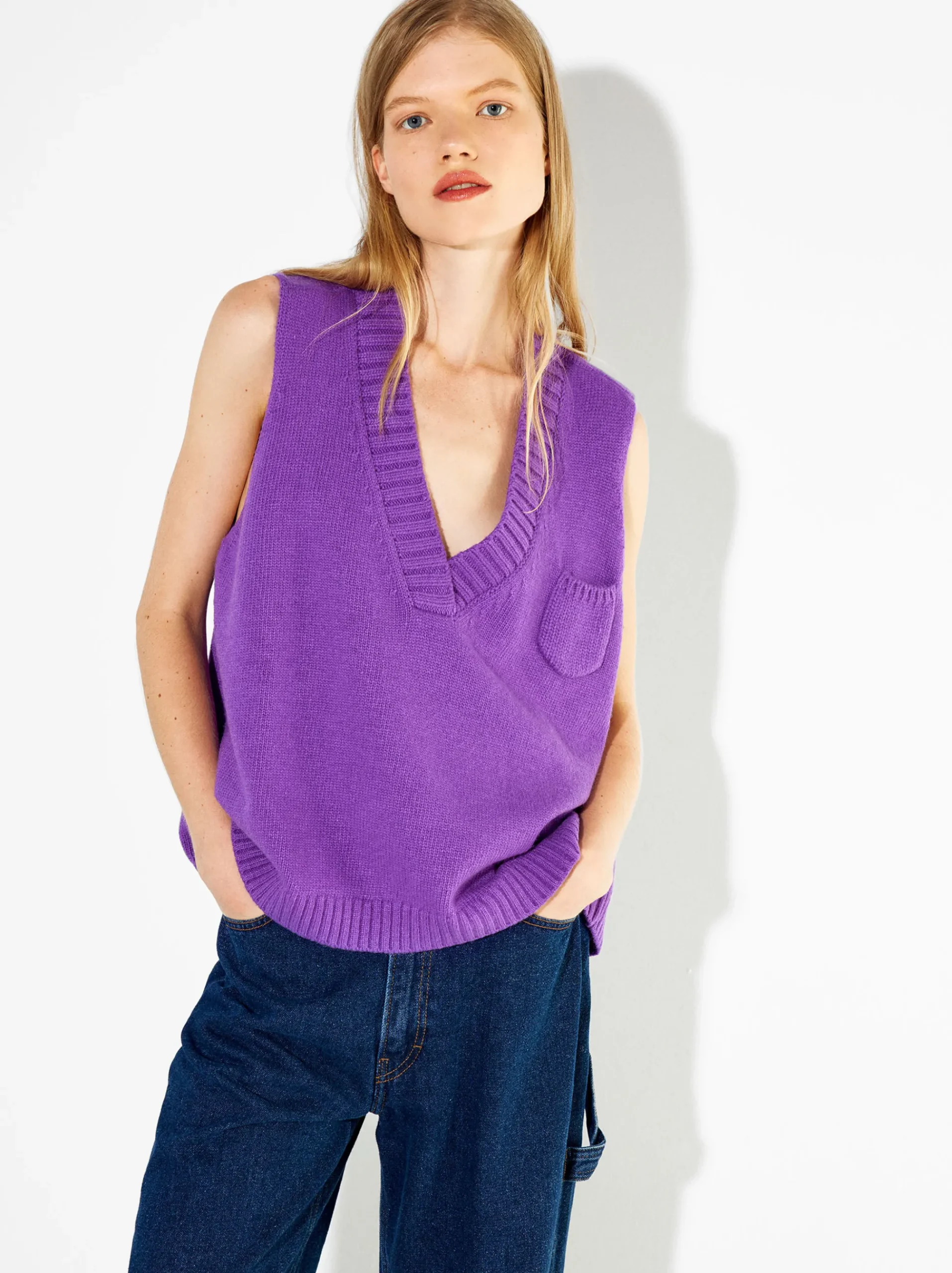 PARFOIS Röcke und Shorts>Strickweste Mit V-Ausschnitt Violett