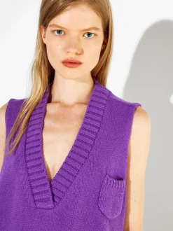 PARFOIS Röcke und Shorts>Strickweste Mit V-Ausschnitt Violett