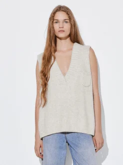 PARFOIS Röcke und Shorts>Strickweste Mit V-Ausschnitt Beige