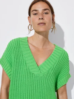 PARFOIS Tops und Shirts>Strickweste Mit V-Ausschnitt Gr&uuml;n