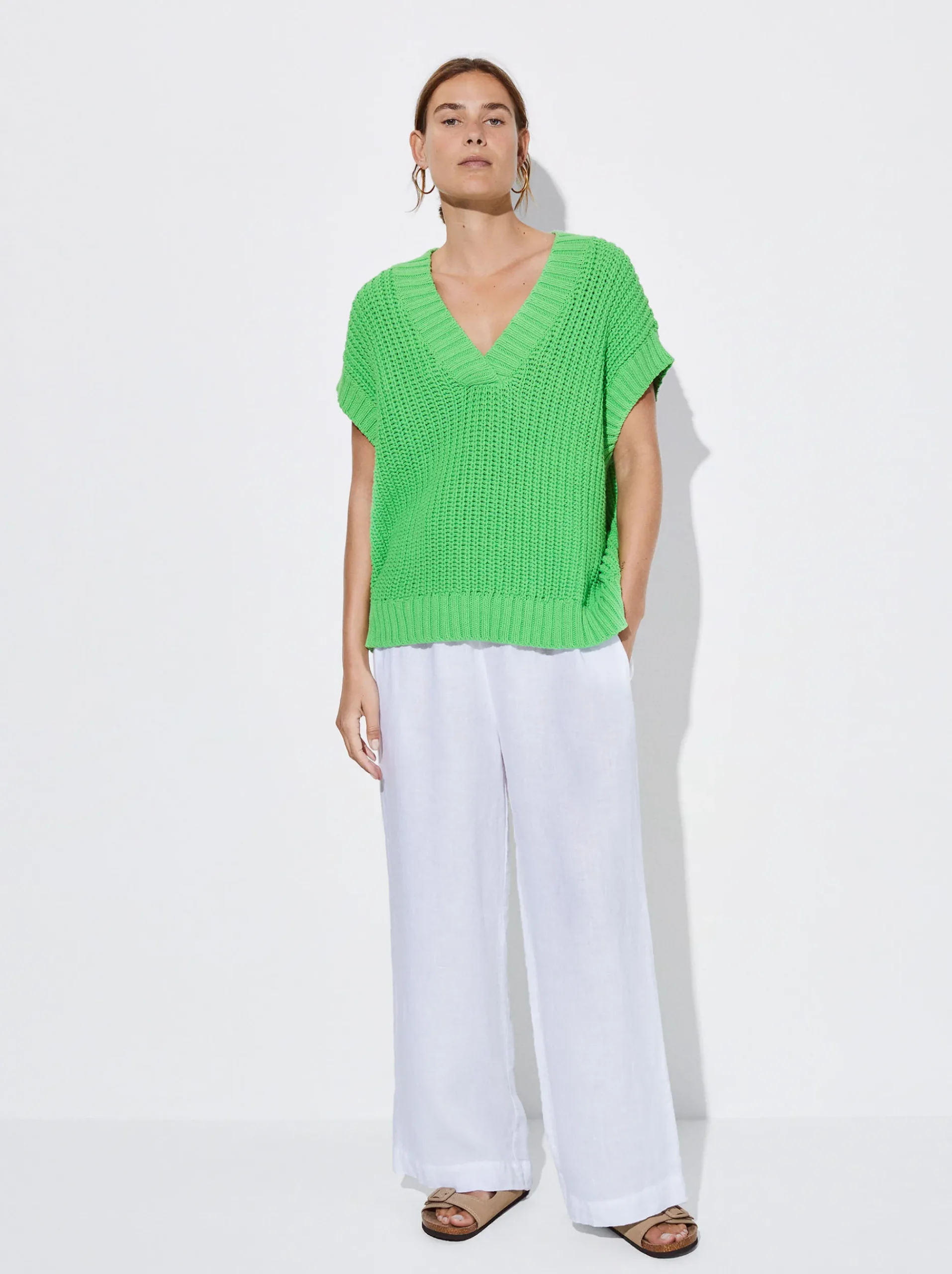 PARFOIS Tops und Shirts>Strickweste Mit V-Ausschnitt Grün