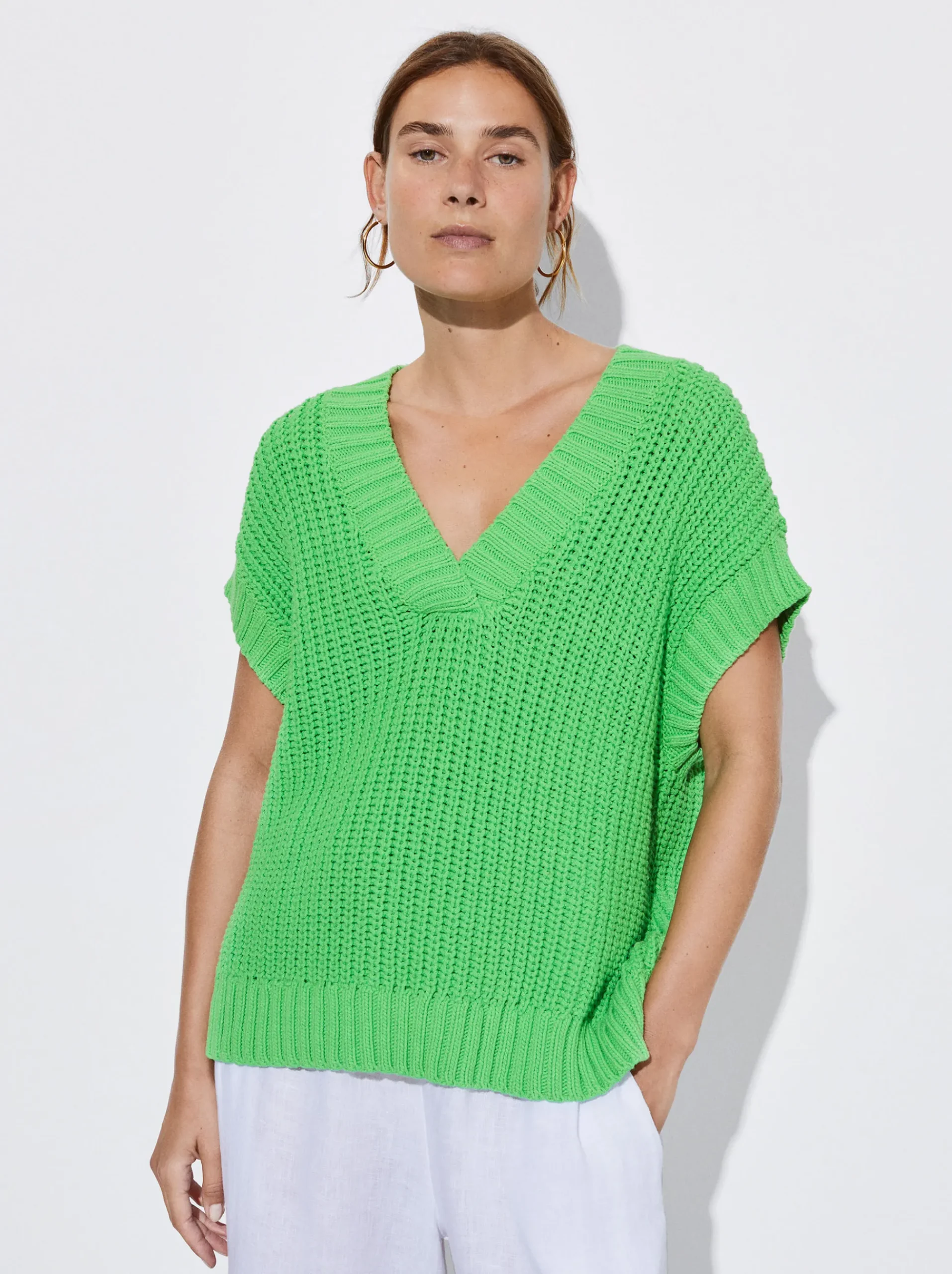 PARFOIS Tops und Shirts>Strickweste Mit V-Ausschnitt Grün