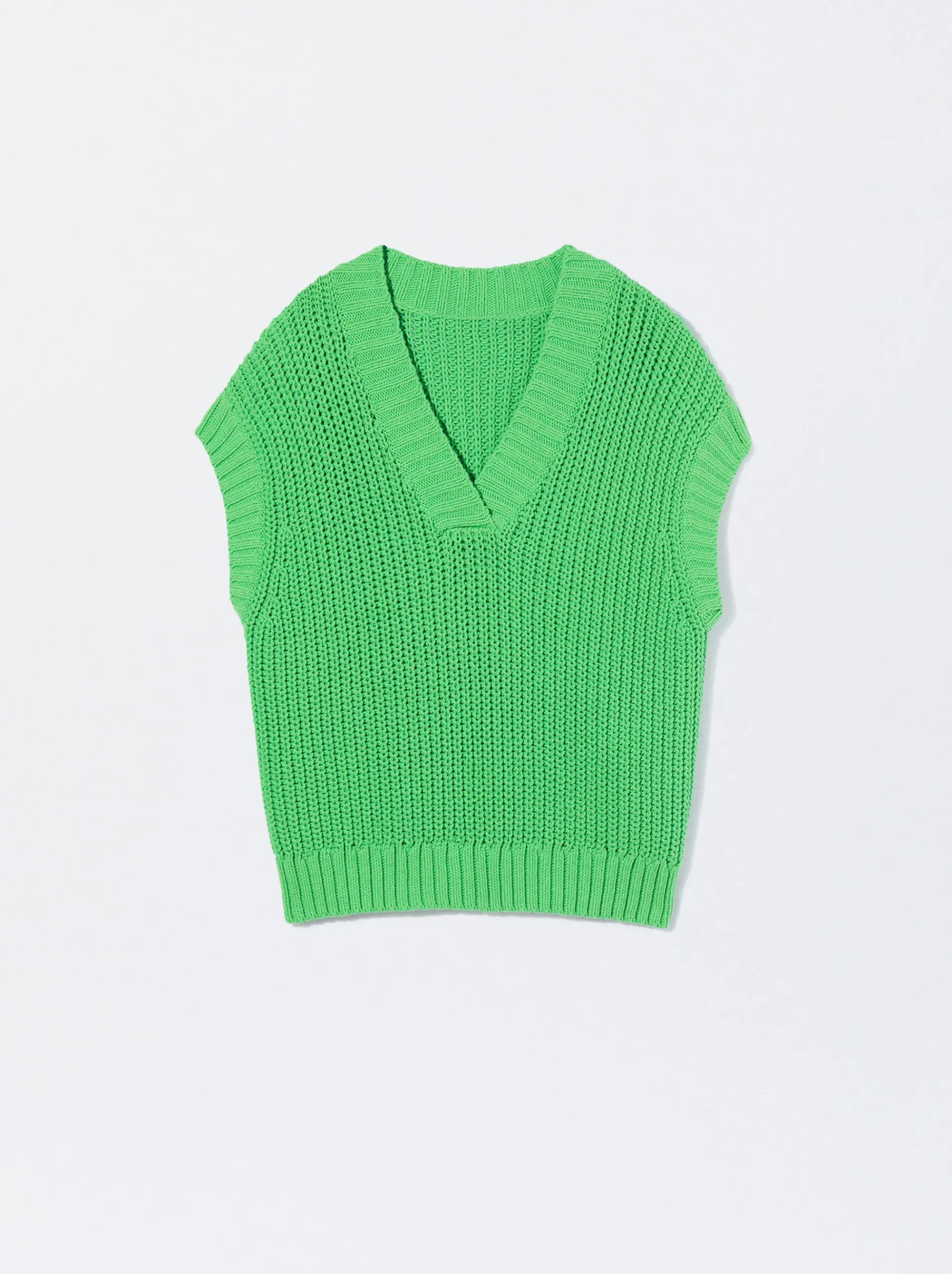 PARFOIS Tops und Shirts>Strickweste Mit V-Ausschnitt Grün