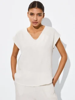 PARFOIS Basics|Tops und Shirts>Strukturiertes Top Aus Baumwolle Weib