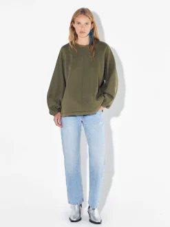 PARFOIS Lange Halsketten>Sweatshirt Aus Baumwolle Khaki
