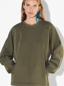 PARFOIS Lange Halsketten>Sweatshirt Aus Baumwolle Khaki