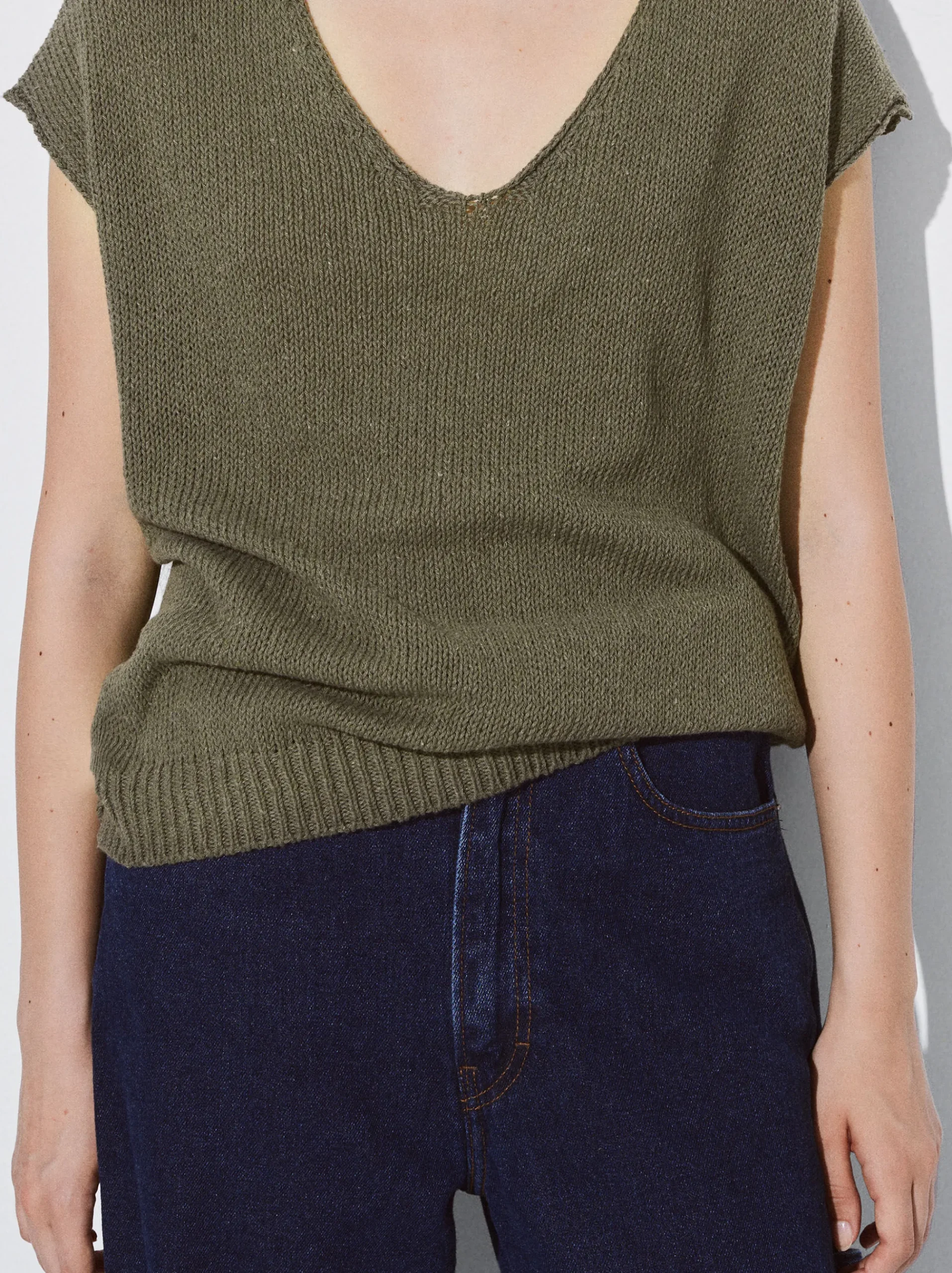 PARFOIS Tops und Shirts>Top Aus Baumwolle Khaki