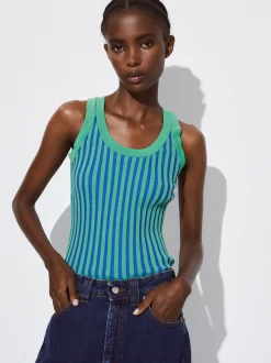 PARFOIS Tops und Shirts>Top Mit Rippenmuster Blau
