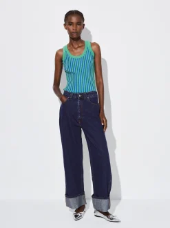 PARFOIS Tops und Shirts>Top Mit Rippenmuster Blau