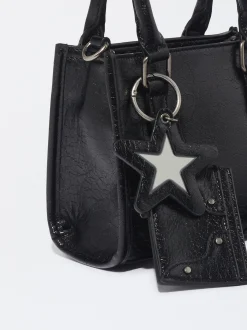 PARFOIS Printed>Tragetasche Mit Anh&auml;nger Schwarz