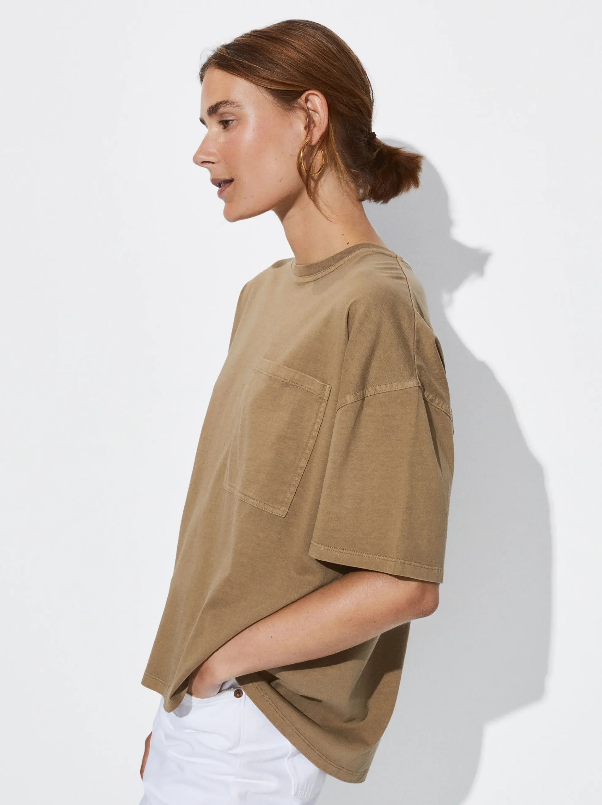 PARFOIS Basics|Strick>T-Shirt Aus Baumwolle Mit Tasche Braun