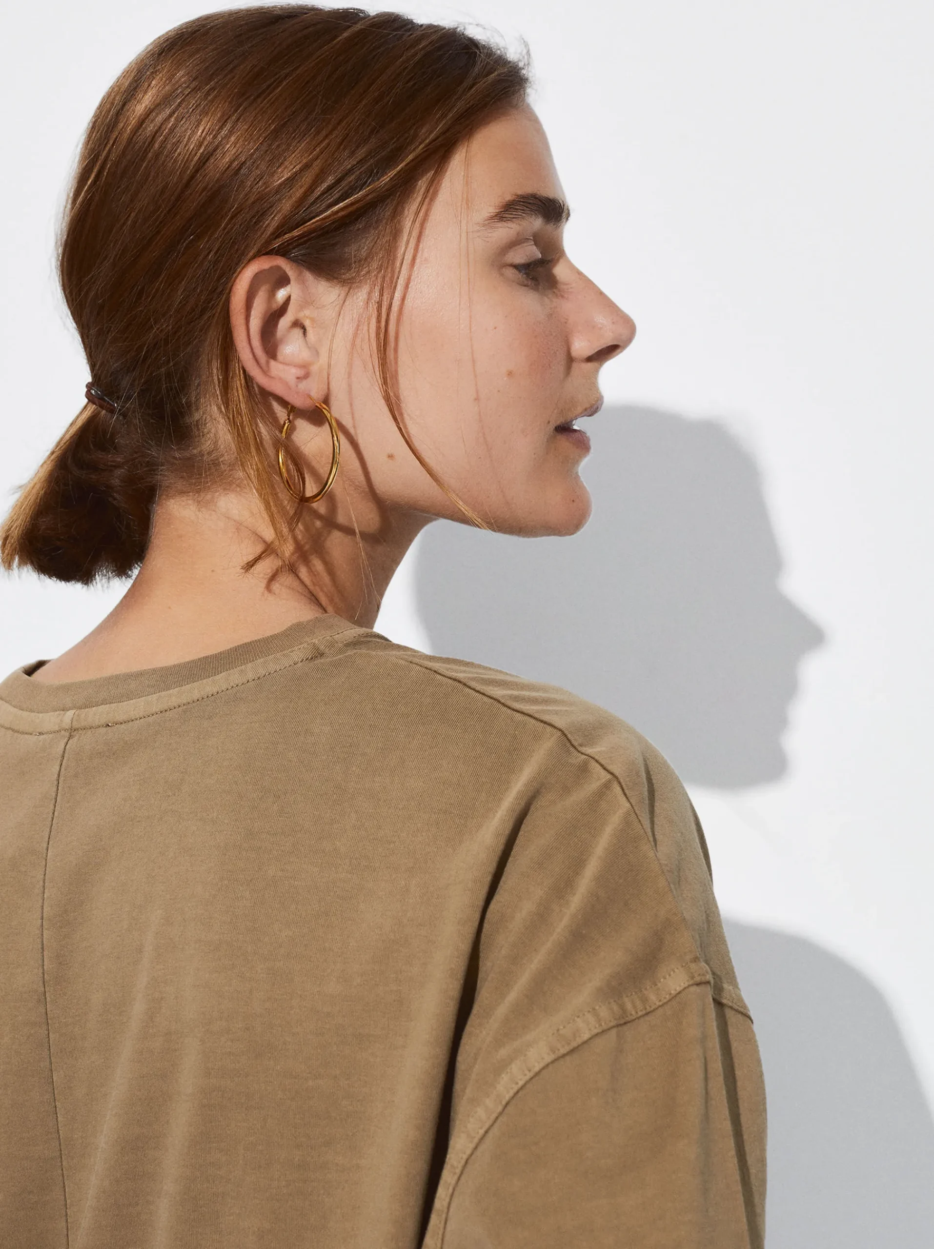 PARFOIS Basics|Strick>T-Shirt Aus Baumwolle Mit Tasche Braun