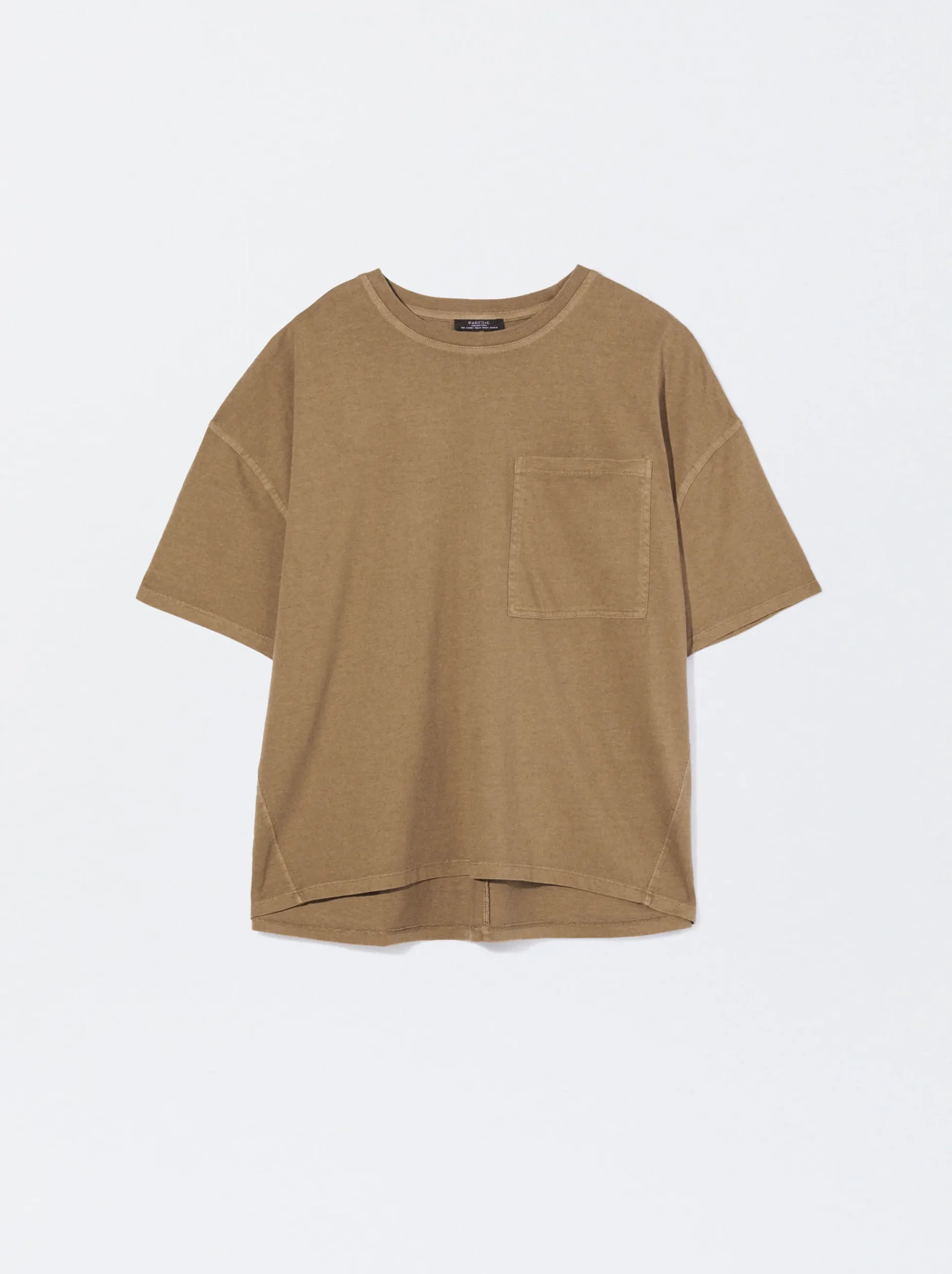 PARFOIS Basics|Strick>T-Shirt Aus Baumwolle Mit Tasche Braun
