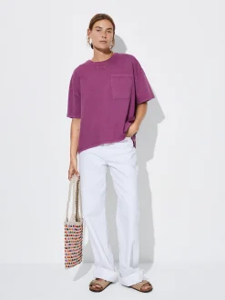 PARFOIS Kleider>T-Shirt Aus Baumwolle Mit Tasche Violett