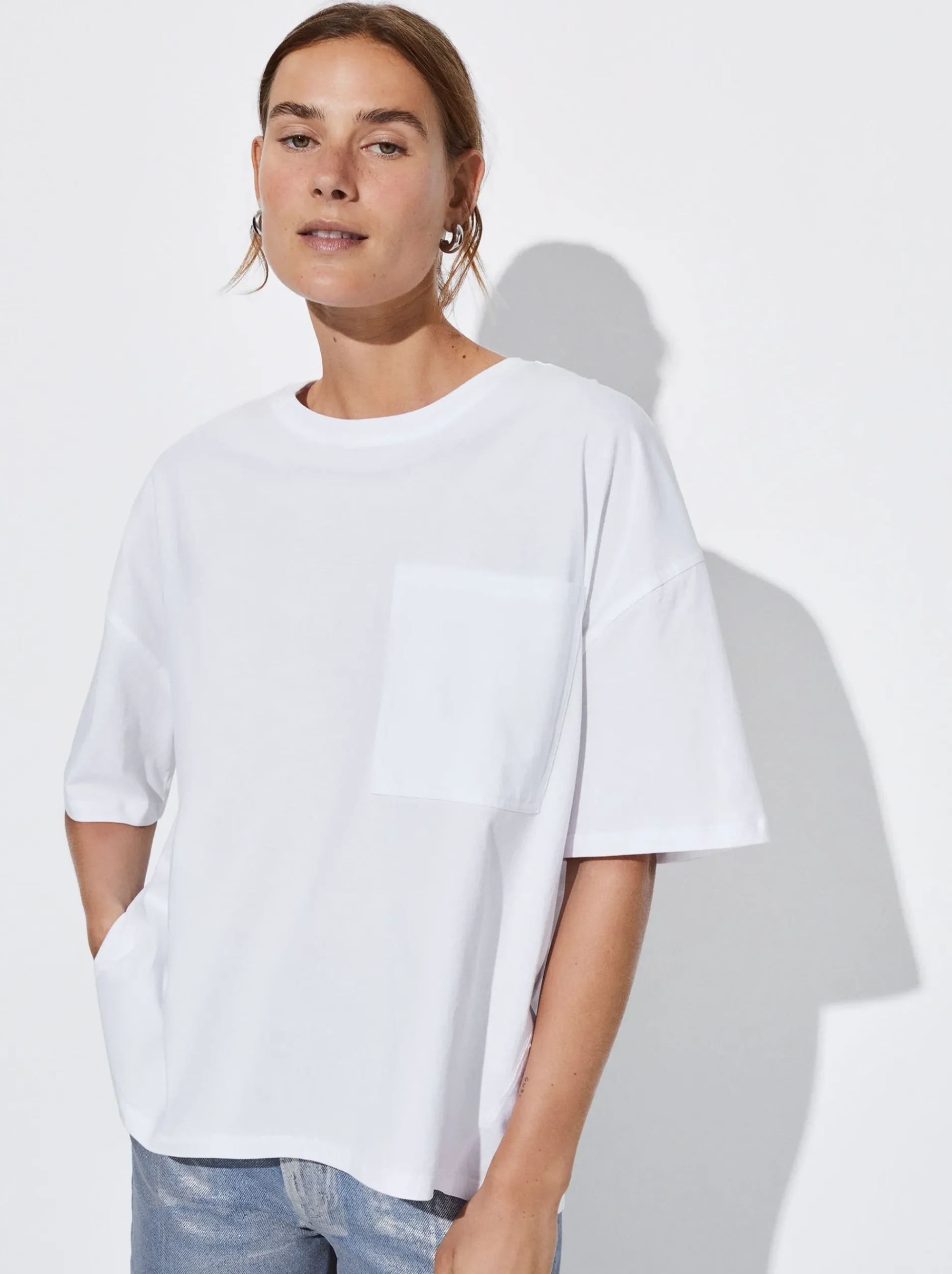 PARFOIS Lange Halsketten>T-Shirt Aus Baumwolle Mit Tasche Weib