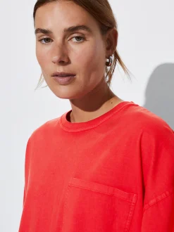 PARFOIS Lange Halsketten>T-Shirt Aus Baumwolle Mit Tasche Rot