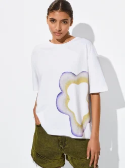 PARFOIS Kleider>T-Shirt Aus Baumwolle Mit Print Mehrfarbig
