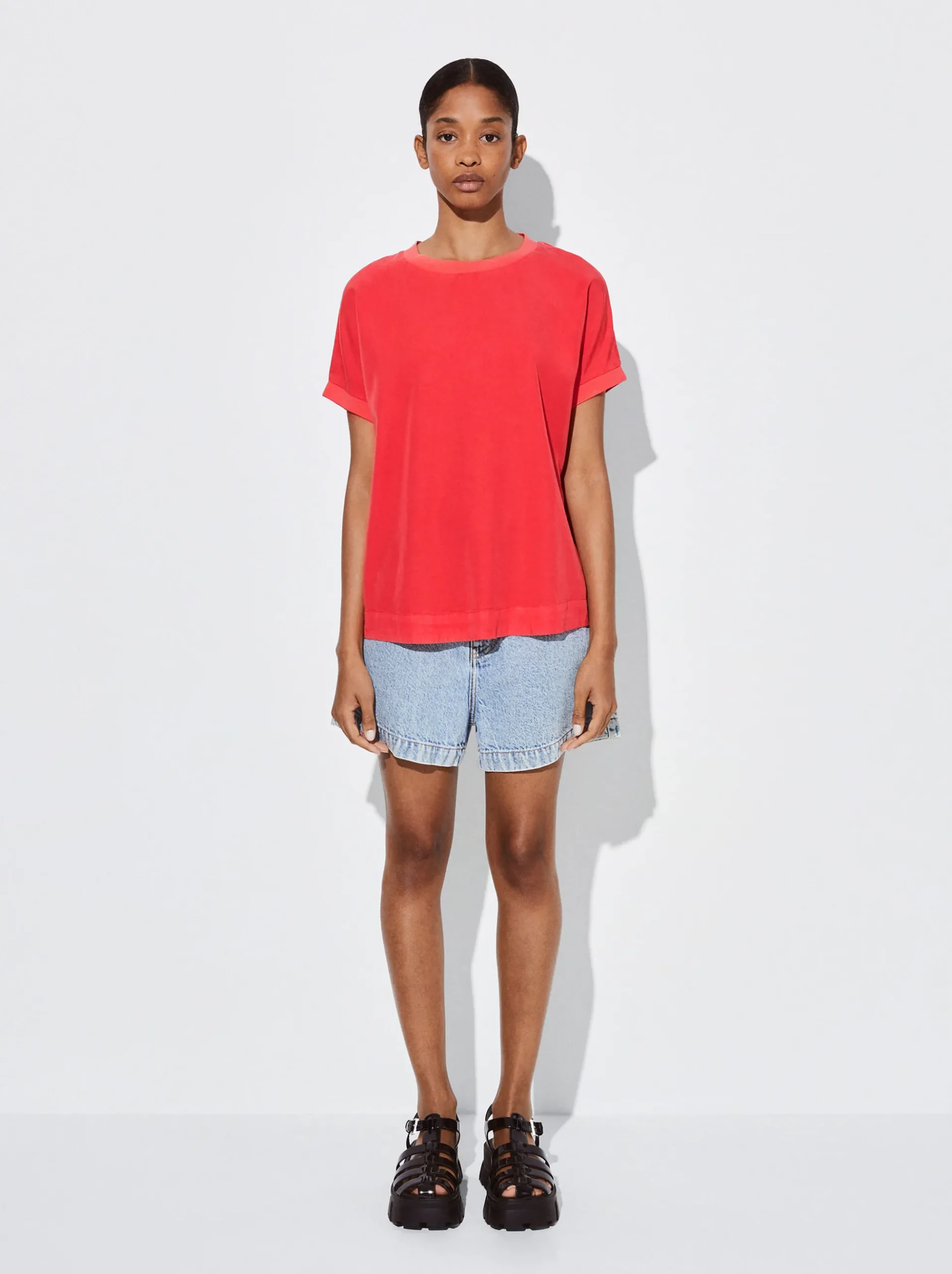 PARFOIS Kleider>T-Shirt Aus Lyocell Rot