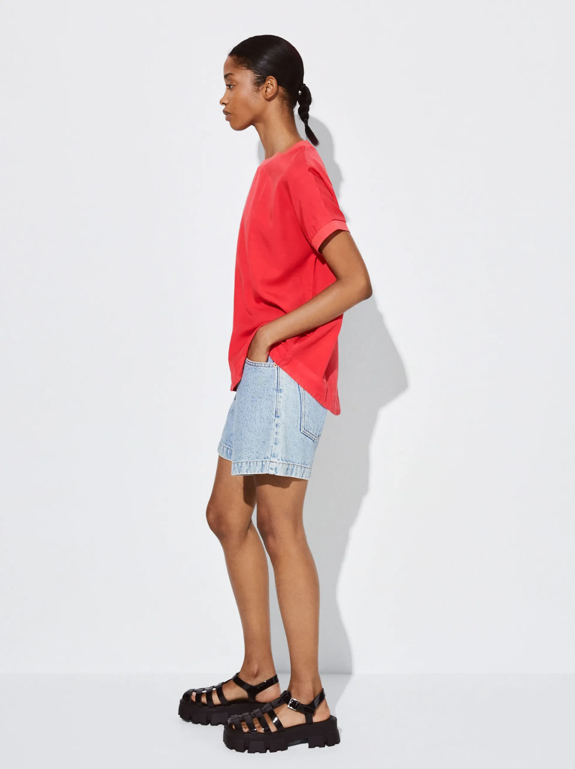 PARFOIS Kleider>T-Shirt Aus Lyocell Rot