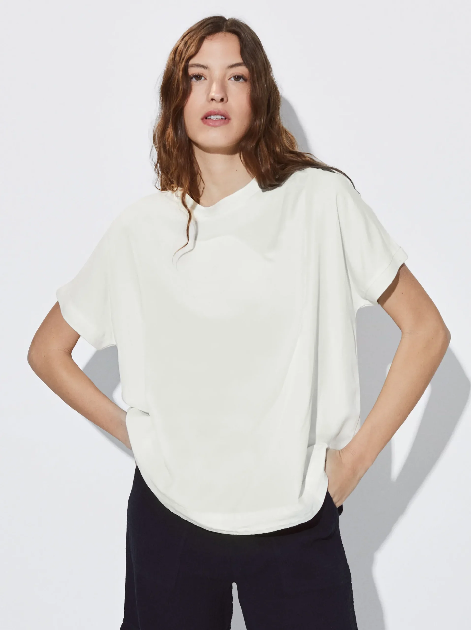 PARFOIS Basics|Strick>T-Shirt Aus Lyocell Ekrü