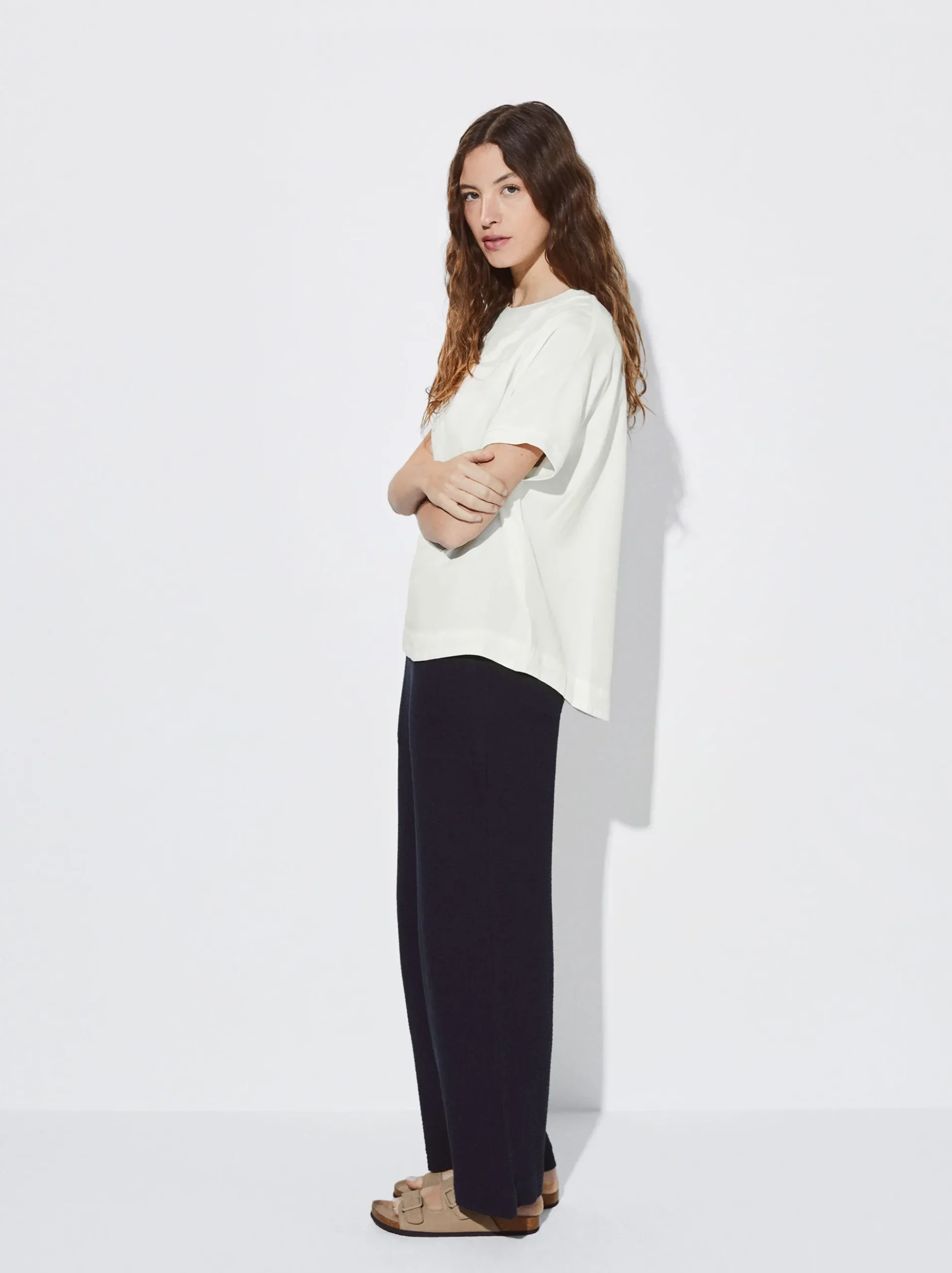 PARFOIS Basics|Strick>T-Shirt Aus Lyocell Ekrü