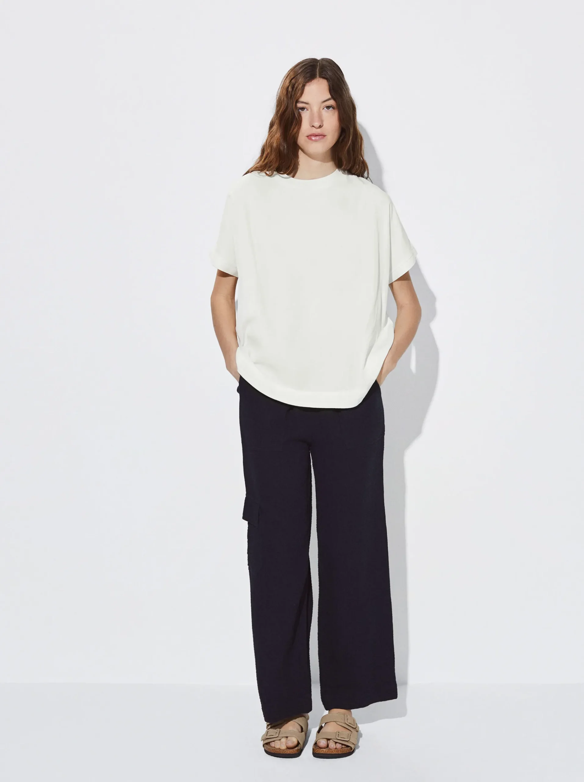 PARFOIS Basics|Strick>T-Shirt Aus Lyocell Ekrü