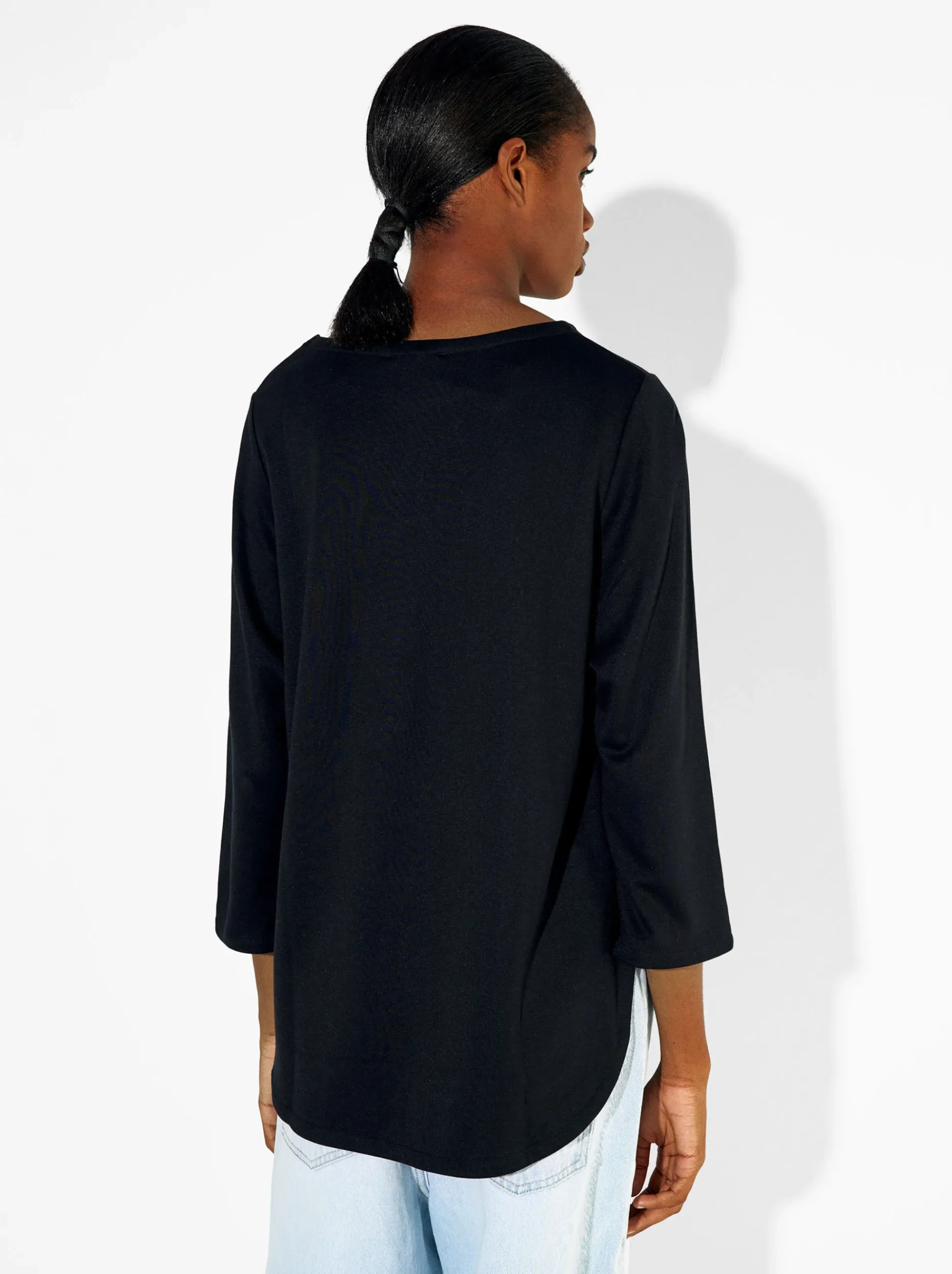 PARFOIS Basics|Strick>T-Shirt Mit Rundausschnitt Schwarz