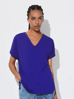 PARFOIS Schultertaschen|Taschen aus Leder NEW>T-Shirt Mit V-Ausschnitt Blau