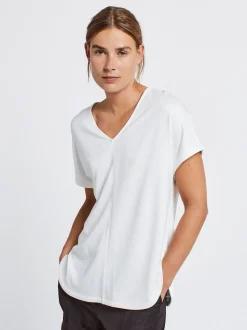 PARFOIS Basics|Strick>T-Shirt Mit V-Ausschnitt Ekrü