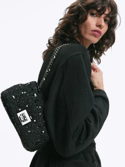 PARFOIS Basics|Umhängetaschen>Tweed-Tasche Mit Kettenriemen Schwarz