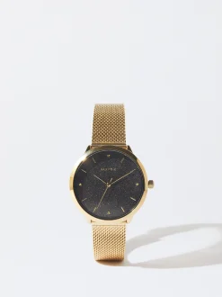 PARFOIS Rosagoldfarbene Uhr>Uhr Aus Stahl Mit Metallnetzarmband Golden