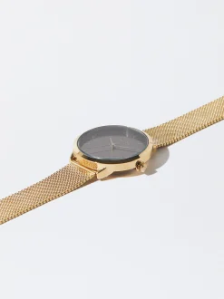 PARFOIS Rosagoldfarbene Uhr>Uhr Aus Stahl Mit Metallnetzarmband Golden