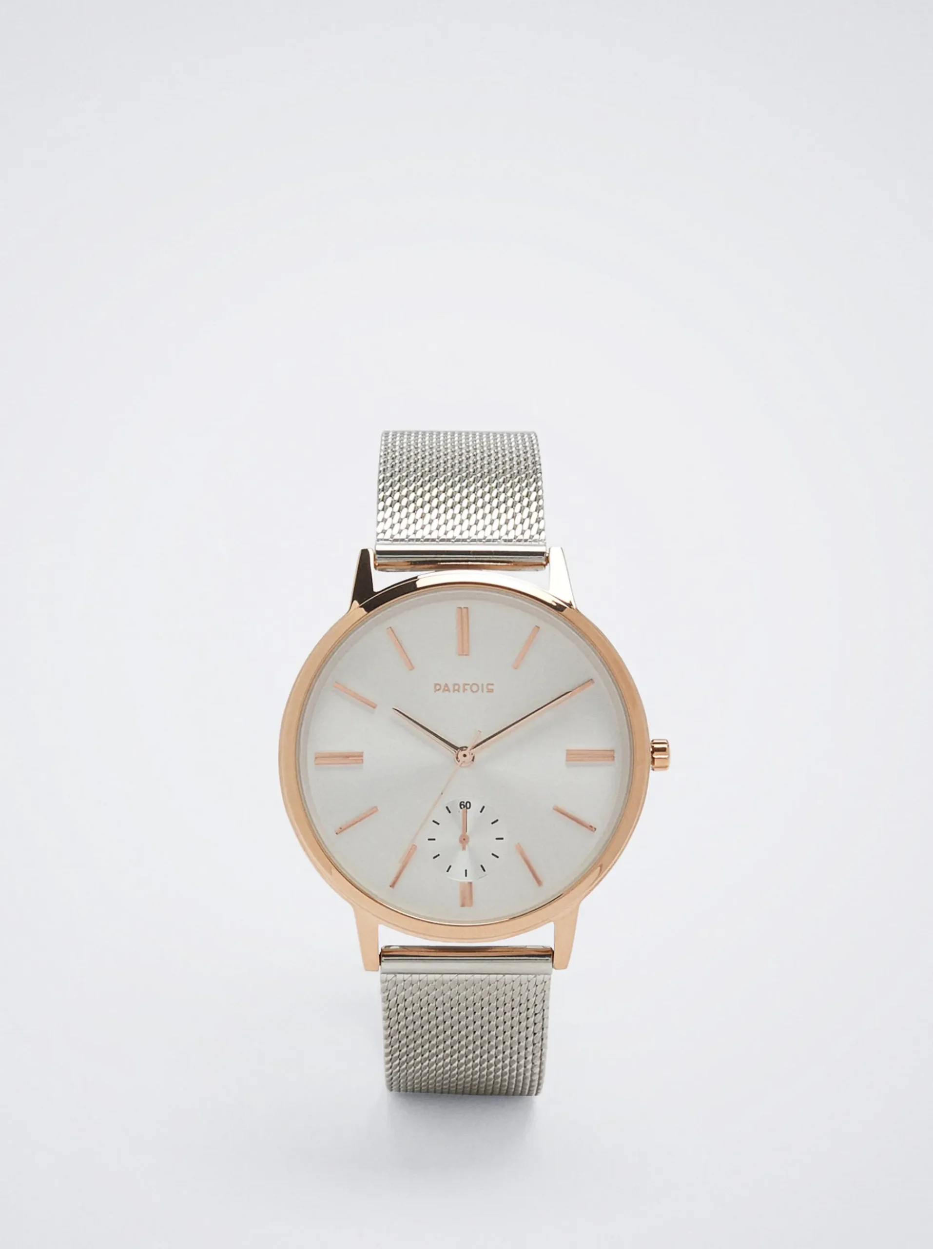 PARFOIS Rosagoldfarbene Uhr>Uhr Aus Stahl Mit Metallnetzarmband Silber