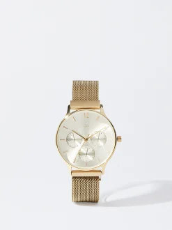 PARFOIS Geldbeutel>Uhr Aus Stahl Mit Metallnetzarmband Golden