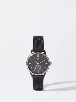 PARFOIS Flache Schuhe|Ballerina>Uhr Aus Stahl Mit Metallnetzarmband Schwarz