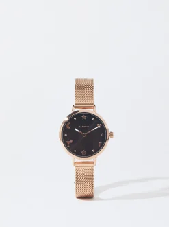 PARFOIS Flache Schuhe|Ballerina>Uhr Aus Stahl Mit Metallnetzarmband Roségold