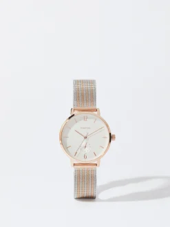 PARFOIS Flache Schuhe|Ballerina>Uhr Aus Stahl Mit Metallnetzarmband Silber