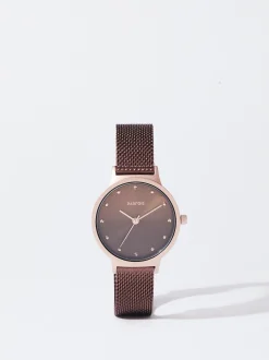 PARFOIS Flache Schuhe|Ballerina>Uhr Aus Stahl Mit Metallnetzarmband