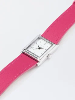 PARFOIS Mehrzwecktaschen|Etuis und Kulturbeutel>Uhr Aus Stahl Mit Rechteckiger H&uuml;lle Fuchsia