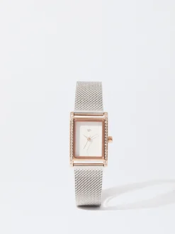 PARFOIS Flache Schuhe|Ballerina>Uhr Mit Glitzersteinen Auf Dem Zifferblatt Silber