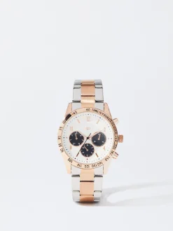PARFOIS Flache Schuhe|Ballerina>Uhr Mit Zweifarbigem Metallarmband Mehrfarbig
