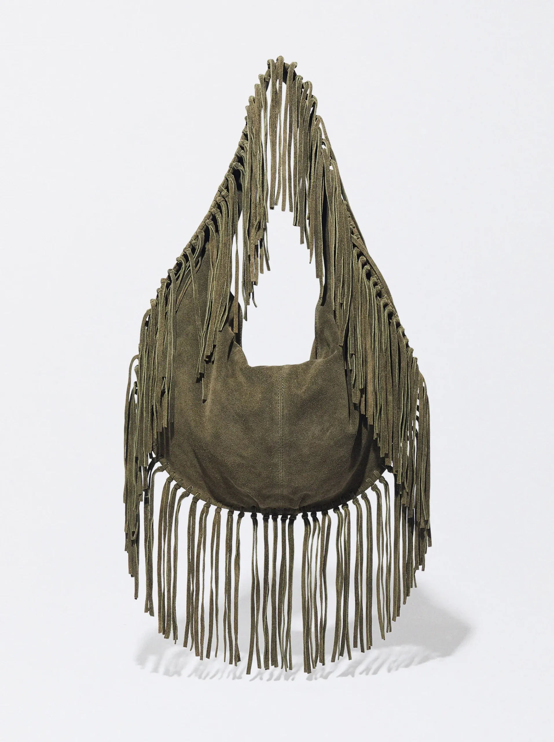 PARFOIS Umhängetaschen|Handtaschen>Umhängetasche Aus Leder Mit Fransen Khaki