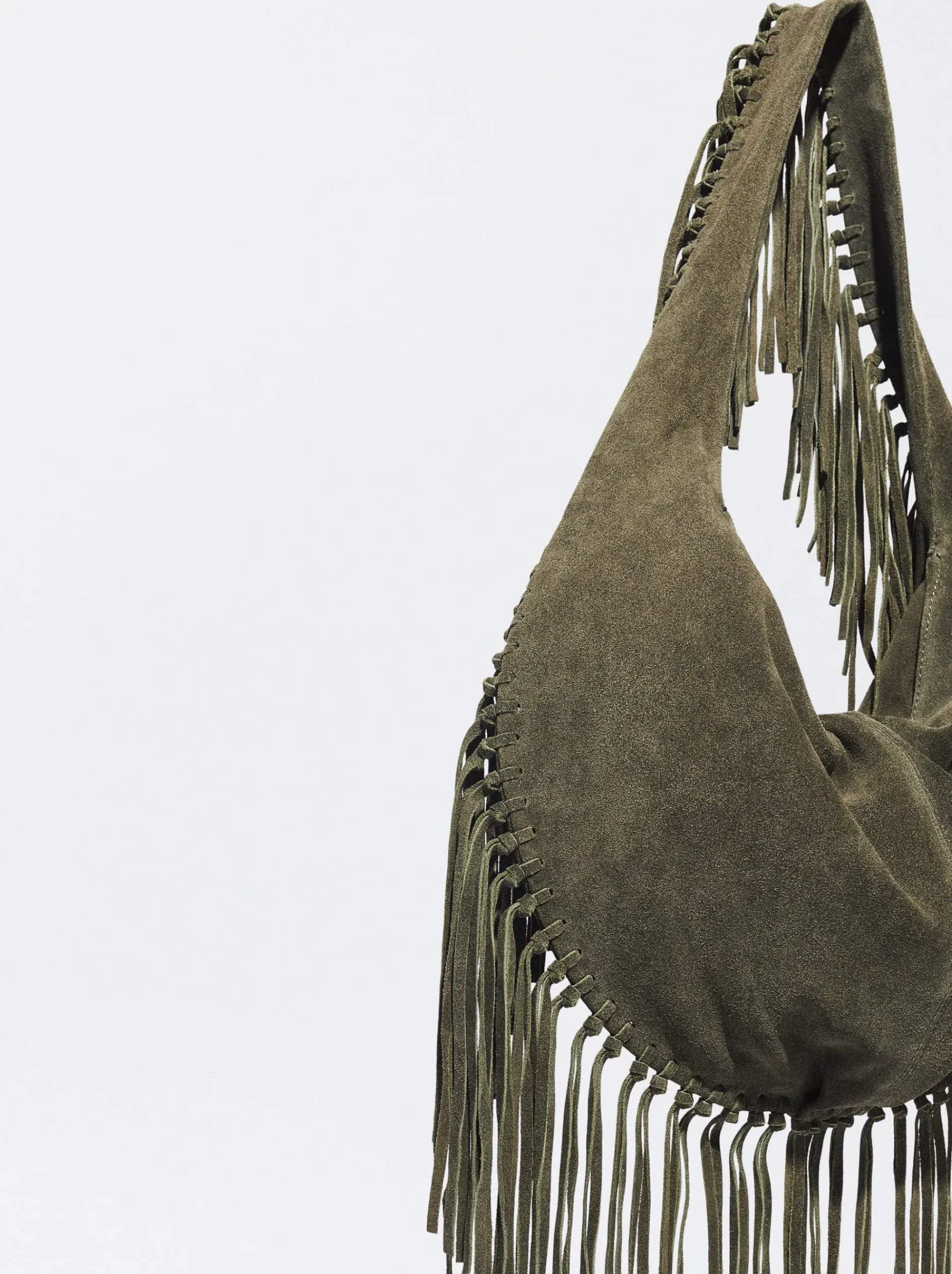 PARFOIS Umhängetaschen|Handtaschen>Umhängetasche Aus Leder Mit Fransen Khaki