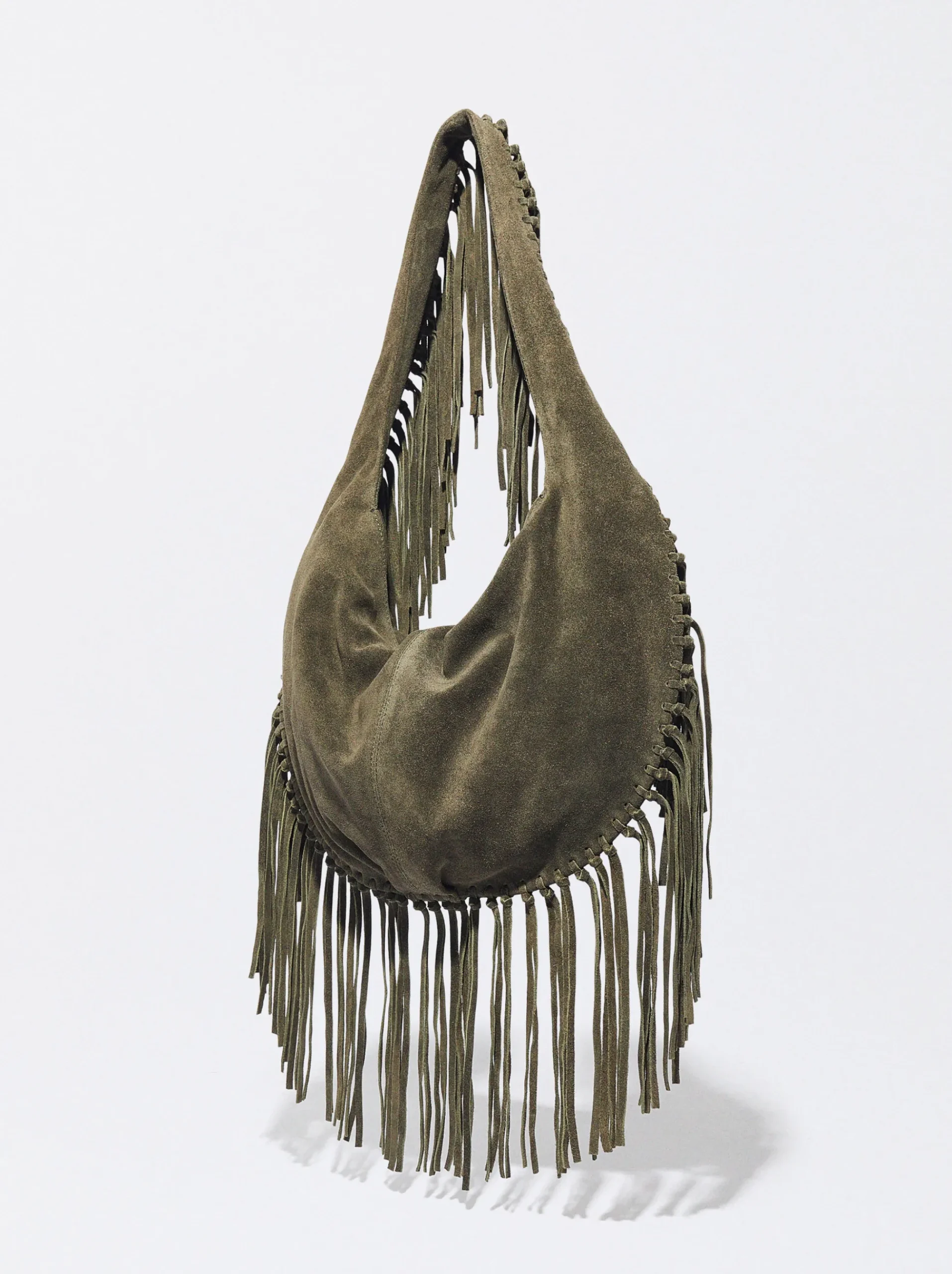 PARFOIS Umhängetaschen|Handtaschen>Umhängetasche Aus Leder Mit Fransen Khaki