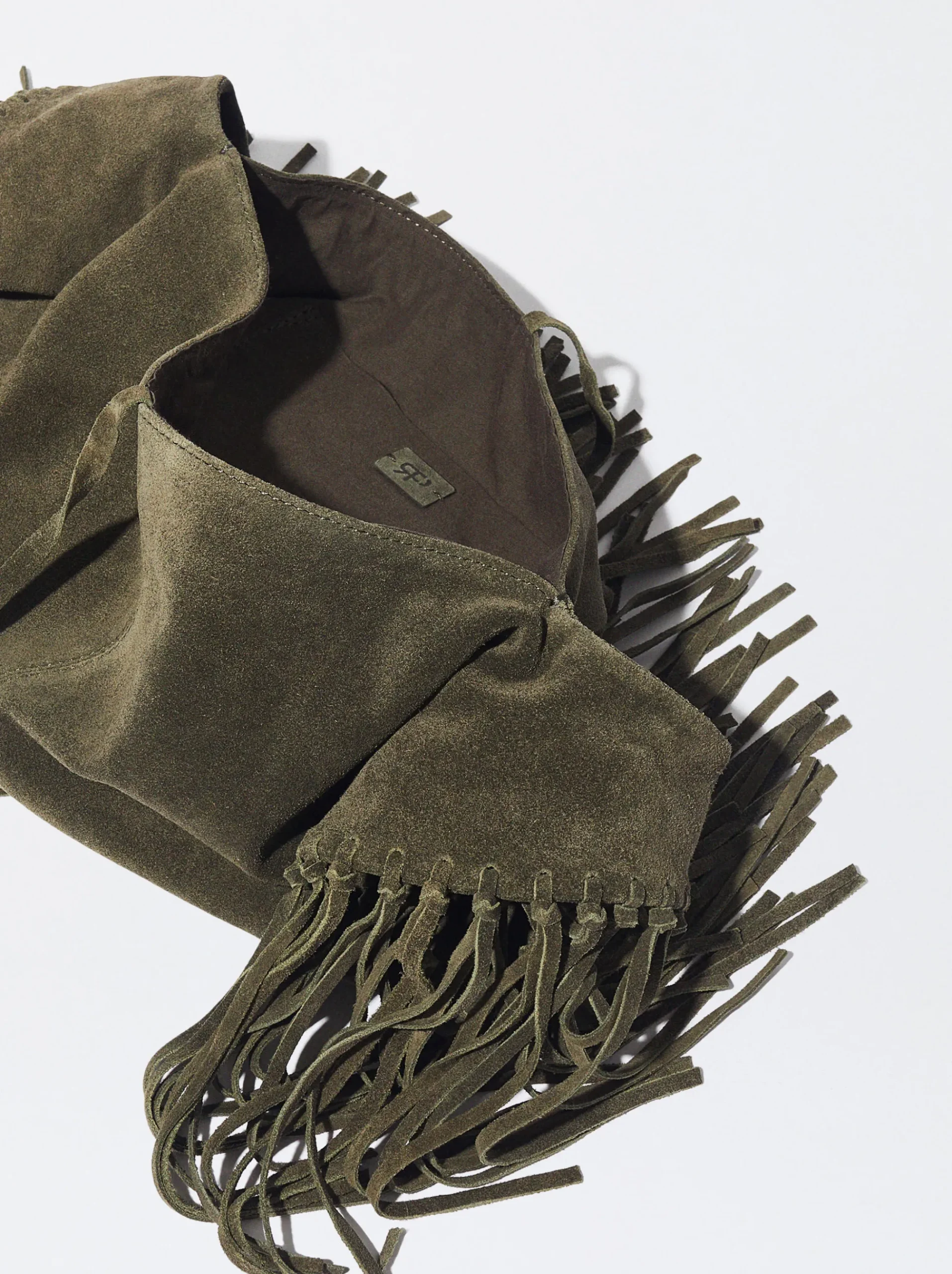 PARFOIS Umhängetaschen|Handtaschen>Umhängetasche Aus Leder Mit Fransen Khaki