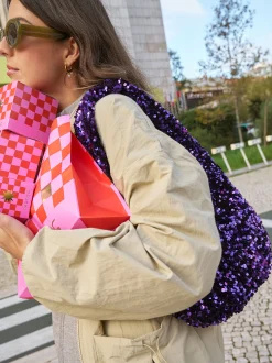 PARFOIS Umhängetaschen>Umhängetasche Mit Pailletten Violett