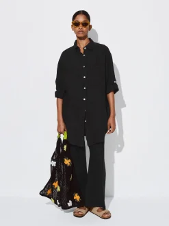 PARFOIS Ohrklemme>Weite Leinenhose Schwarz